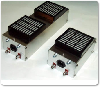 Ionizing fan for antistatic applications made of stainless steel